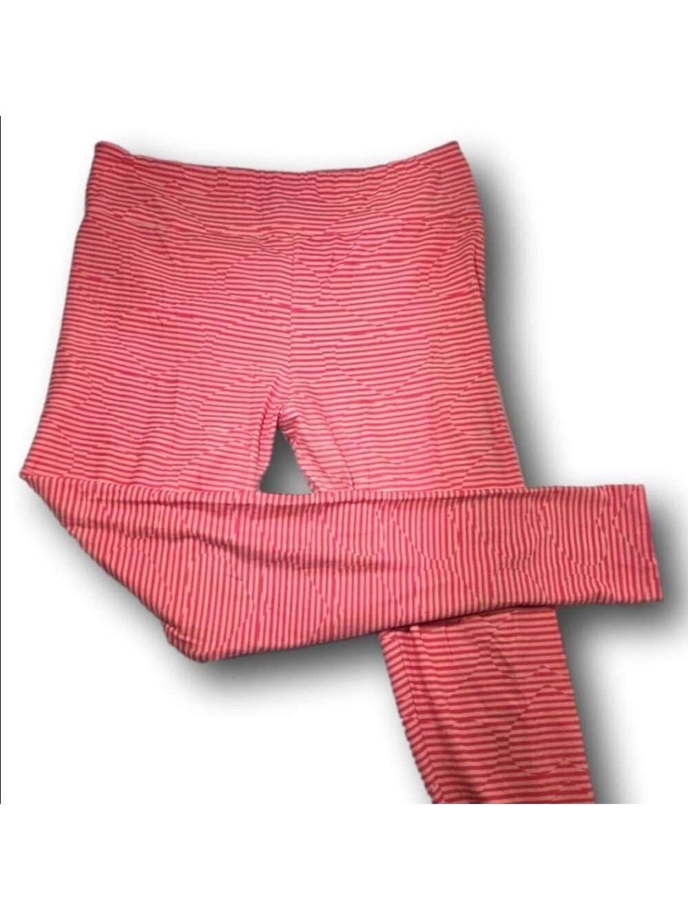 Women's LuLaRoe Pink Striped Heart Leggings Tall & Curvy